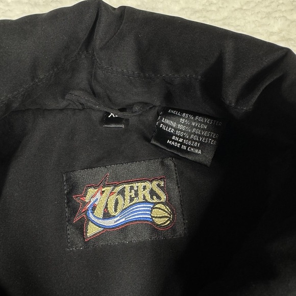 Philadelphia 76ers Jacket Mens XL Black Long Coat NBA Basketball Zip Insulated - Picture 4 of 8